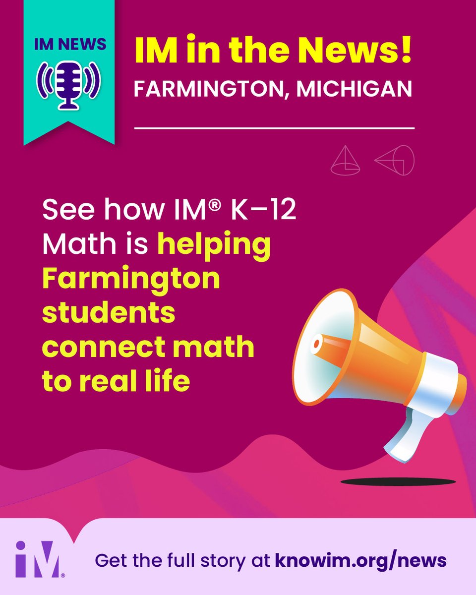 IllustrateMath's tweet photo. 📰 In a recent C&amp;G News article, Farmington Public Schools Superintendent Kelly Coffin shares how the introduction of IM® K–12 Math’s problem-based curriculum has helped students connect math to real life.

🔗 Read the full story at https://t.co/SkJVP7mxVO https://t.co/W2VH0ZTRqD