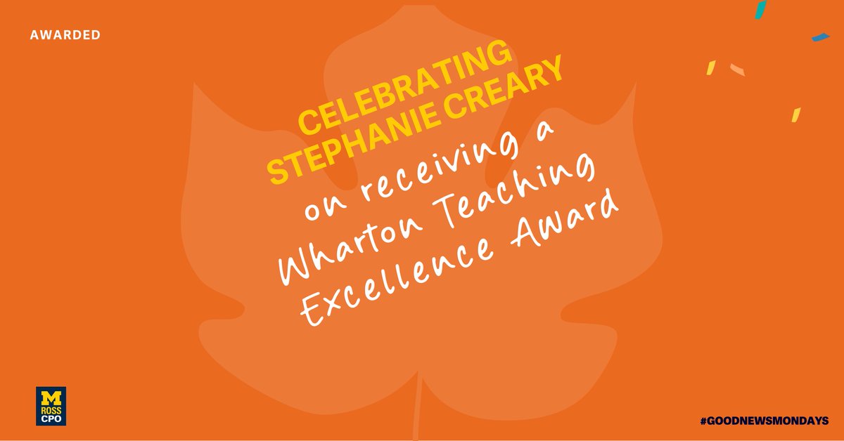 PositiveOrg's tweet photo. Congratulations to CPO Faculty Affiliate Stephanie Creary on receiving a 2025-26 Wharton Teaching Excellence Award for her MBA course, "Leading Across Cultural and Relational Differences." #GoodNewsMonday ‼️ 👏 https://t.co/5uCsHMuZVs