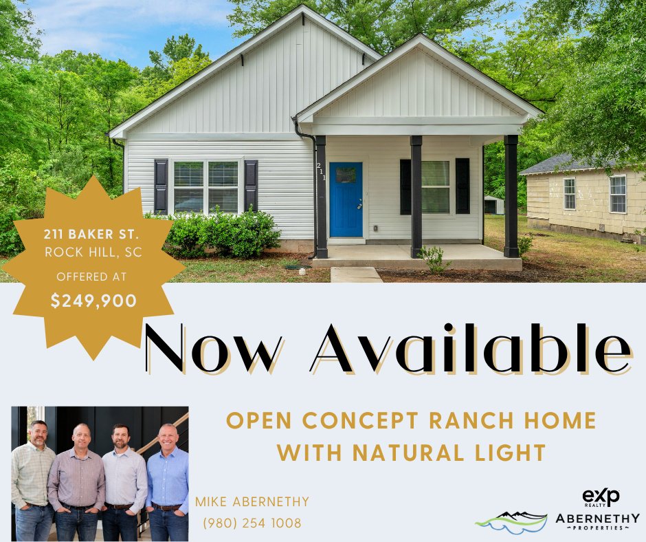 abernethyprop's tweet photo. Ranch Home in Rock Hill with Tons of Natural Light!🏠

#AbernethyProperties #realestate #homeforsale

https://t.co/MwETZyMLD3 https://t.co/wMaRBBTbUQ