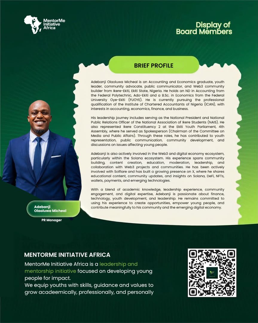 MMIAFRICA's tweet photo. MEET 𝐀𝐃𝐄𝐁𝐀𝐍𝐉𝐈 𝐎𝐋𝐀𝐎𝐋𝐔𝐖𝐀 𝐌𝐈𝐂𝐇𝐀𝐄𝐋
𝐏𝐔𝐁𝐋𝐈𝐂 𝐑𝐄𝐋𝐀𝐓𝐈𝐎𝐍𝐒 𝐌𝐀𝐍𝐀𝐆𝐄𝐑

We are pleased to introduce 𝐀𝐝𝐞𝐛𝐚𝐧𝐣𝐢 𝐎𝐥𝐚𝐨𝐥𝐮𝐰𝐚 𝐌𝐢𝐜𝐡𝐚𝐞𝐥, who serves as our 𝐏𝐮𝐛𝐥𝐢𝐜 𝐑𝐞𝐥𝐚𝐭𝐢𝐨𝐧𝐬 𝐌𝐚𝐧𝐚𝐠𝐞𝐫.

Mentoring Minds. Shaping Futures. https://t.co/x9bWmMF0uJ