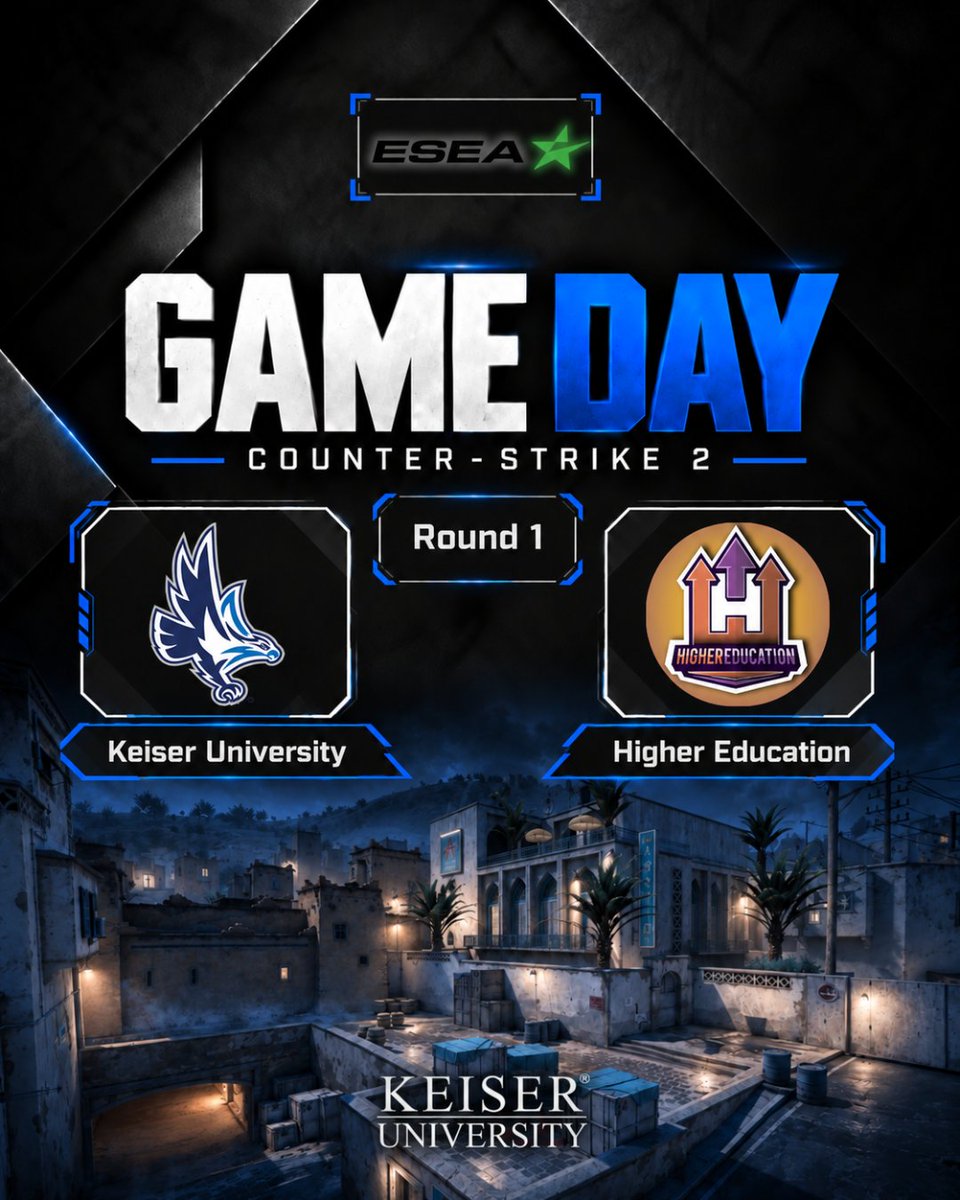 KUPEM_Esports's tweet photo. The @ESEA season begins tonight!
Our Keiser University Seahawks will be facing off versus "Higher Education" in their debut match in ESEA OPEN 9-10.
Good luck to both teams!
#KUWIN #ESEA #Counterstrike2 https://t.co/kqQvtic5WA