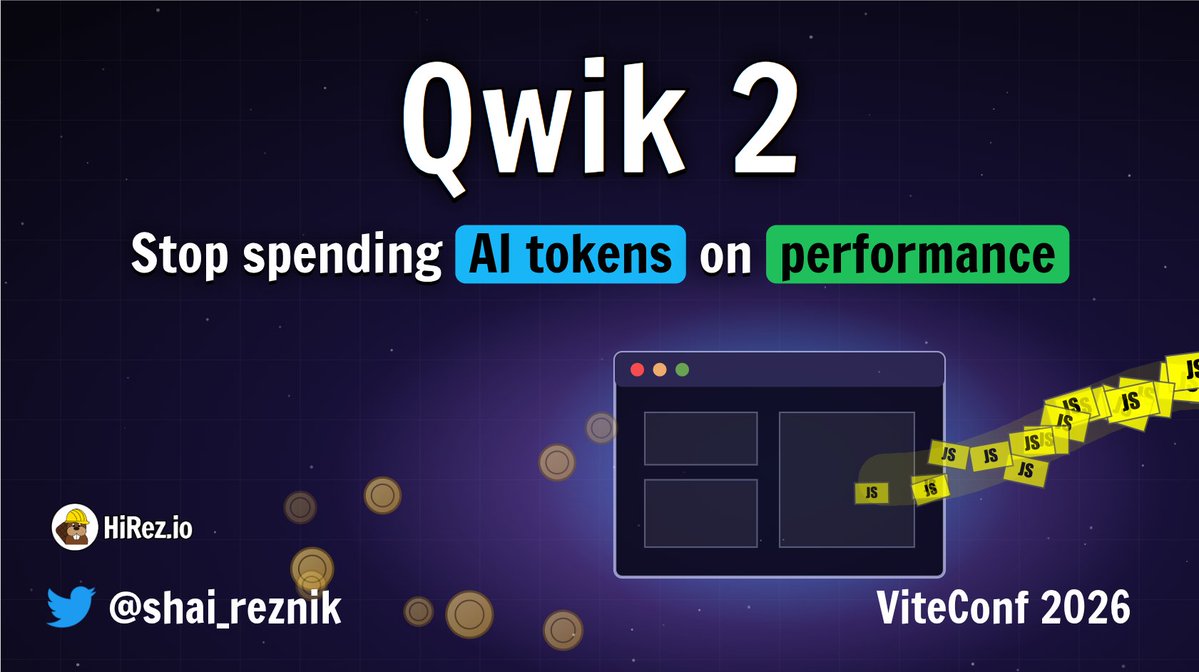 shai_reznik's tweet photo. So @QwikDev 2.0 has been cooking for a LONG time.
I have 15 minutes to explain it.
This seems fair. 😅

Really excited to be speaking at @ViteConf again! ⚡

See you there! https://t.co/Tdsbwcg4fA