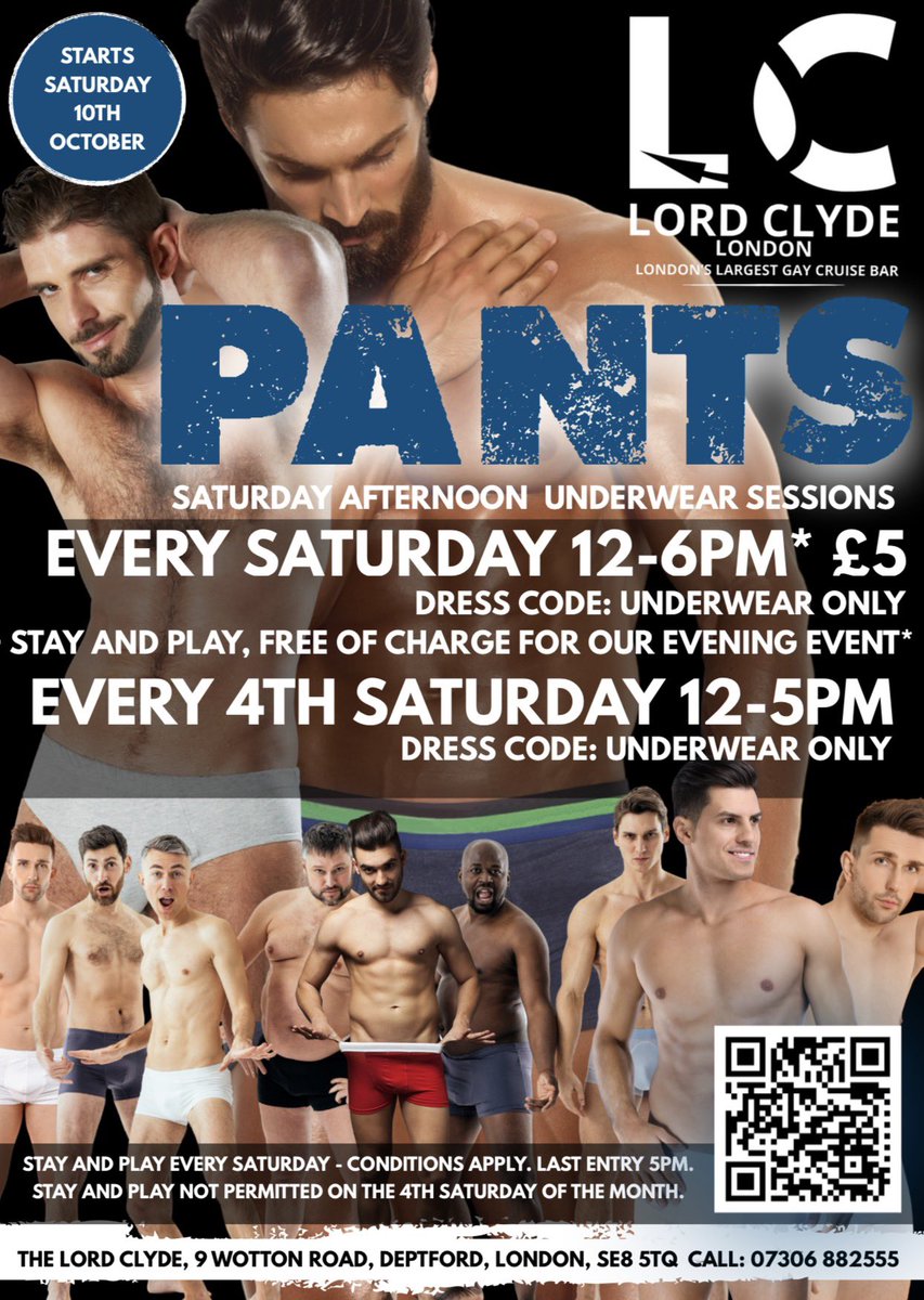 TheLordClydeSE8's tweet photo. Launching this Saturday (10 October) - a new afternoon underwear session - at the Lord Clyde in Deptford. https://t.co/oYgSOQgd4W