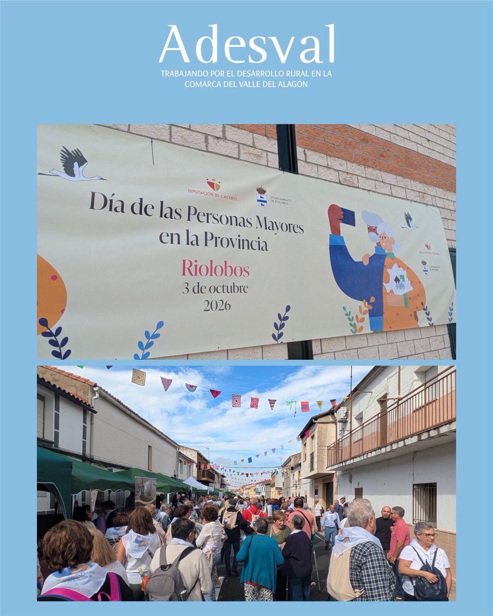 adesval_org's tweet photo. El pasado sábado, día 3 de Octubre #Adesval participó en el Día de las Personas Mayores de la Provincia, impulsado por la @DiputacionCC  en #Riolobos. Un día precioso en el que pudimos hablar del proyecto #EspacioSenior y dimos a conocer la comarca del #ValledelAlagón https://t.co/KgLC0mwTVV
