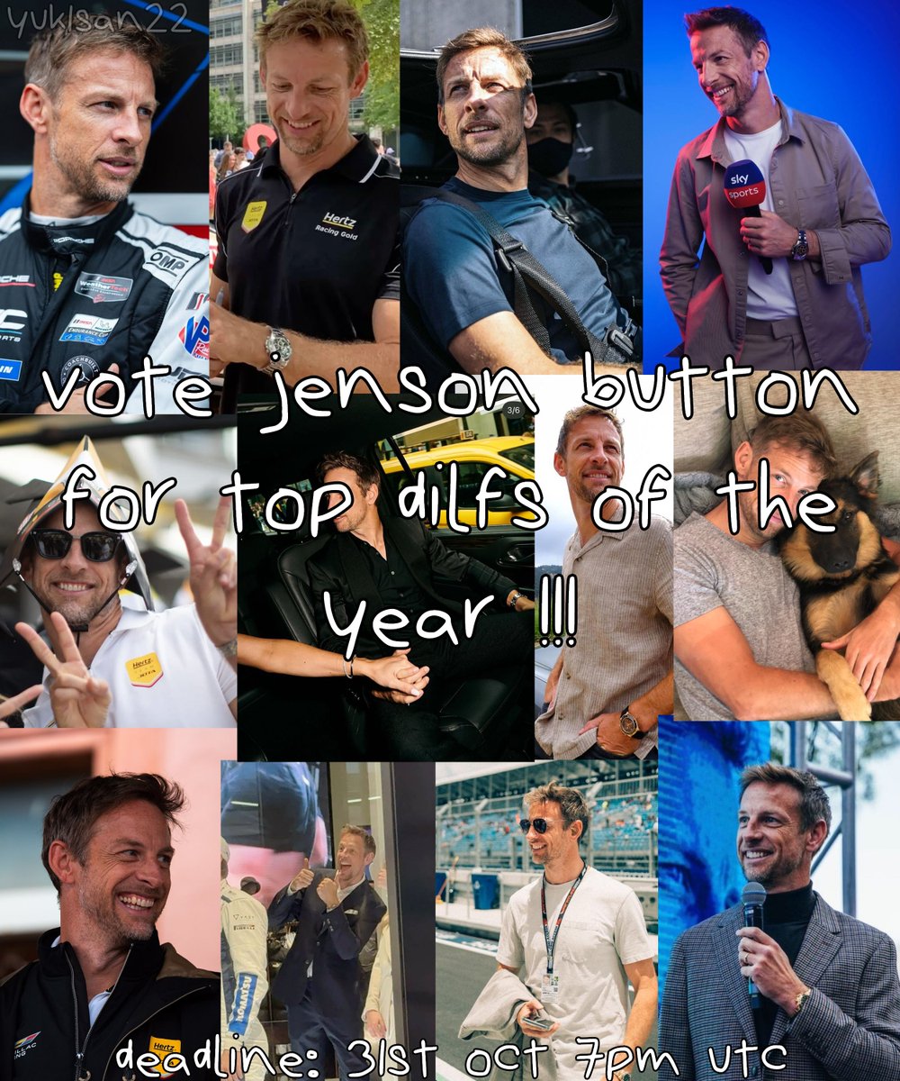 yuk1san22's tweet photo. introducing my campaign poster for dilfs of the year please go and vote for jenson !!!!

the form is in the replies !!!

 #f1twt  #jb22 https://t.co/jFAzYzXCDj