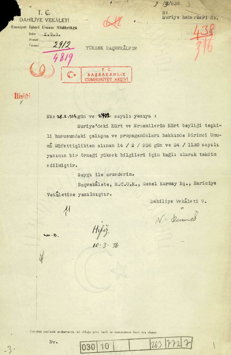 lordsinov's tweet photo. 1936 tarihli istihbarat raporu...

Kürtçü ve Ermeniciler, Suriye'nin Fırat ve Cizre mıntıkasında bir Kürt Beyliği kurmak için çalışmalar yapıyor. Başarılı olmaları halinde bir sonraki hedefleri Diyarbakır olacakmış.

Yüz yıldır aynı hedef... https://t.co/LrLLIDcLGn