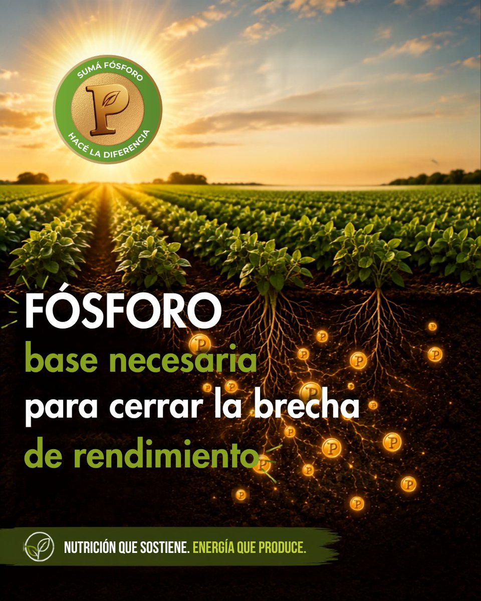 FertilizarAC's tweet photo. Fósforo: productividad que se construye desde el suelo

El fósforo (P) es un nutriente estratégico para que el cultivo pueda expresar su potencial productivo. Su baja movilidad en el suelo y la disminución sostenida de sus niveles hacen que un buen diagnóstico y una nutrición balanceada sean claves desde la siembra.

📊 Cuando la disponibilidad se encuentra por debajo del umbral crítico, cercano a 15 ppm de P-Bray, aumenta el riesgo de limitar el rendimiento.

La oportunidad es significativa: una adecuada nutrición fosfatada puede contribuir a capturar entre un 20% y 30% de rendimiento que puede quedar condicionado dentro de la brecha productiva.

Diagnosticar, planificar y nutrir correctamente permite apuntar a un mejor establecimiento del cultivo y acercarse al potencial de rendimiento de cada lote.

Sumá fósforo. Sumá productividad. Hacé la diferencia.

👉🏼 Conocé más en el link de la bio.