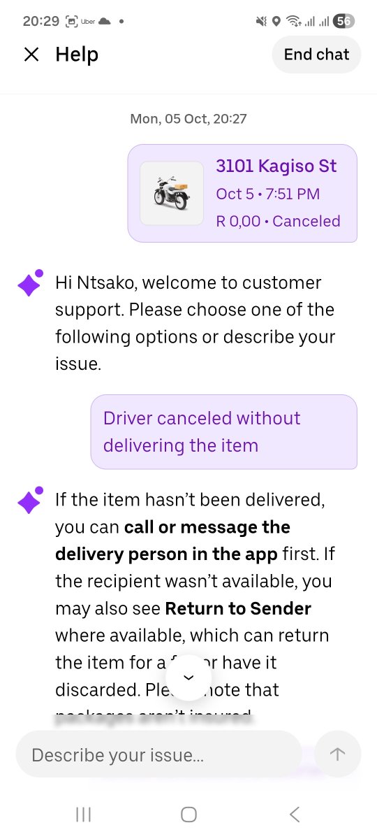 Sirntsako_'s tweet photo. @Uber_RSA why are criminals allowed to Operate in your organization???I Used your Courier Service for my laptop to be delivered from my patents' house to my place and your driver decided to cancel the trip right after collecting it.I have an exam tomorrow!!!!What an inconvenience https://t.co/IVwve5PQUb