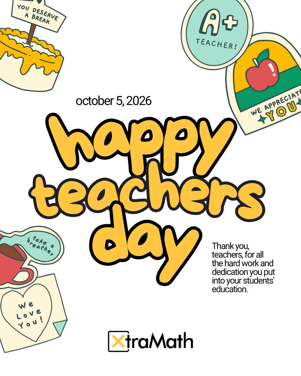 XtraMath_US's tweet photo. Thank you, teachers, for everything you do! 💛

📌tag a teacher friend you appreciate https://t.co/63cjj1qNiR