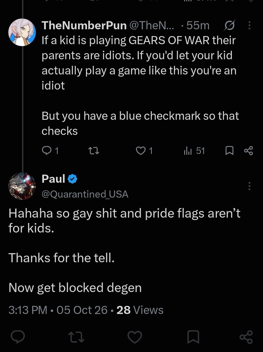 TheNumberPun's tweet photo. @Quarantined_USA nice debate. Thought you guys loved a good argument to spread your bad takes, glad to know calling you an idiot hurt your feelbads https://t.co/WjvnjRw3sR