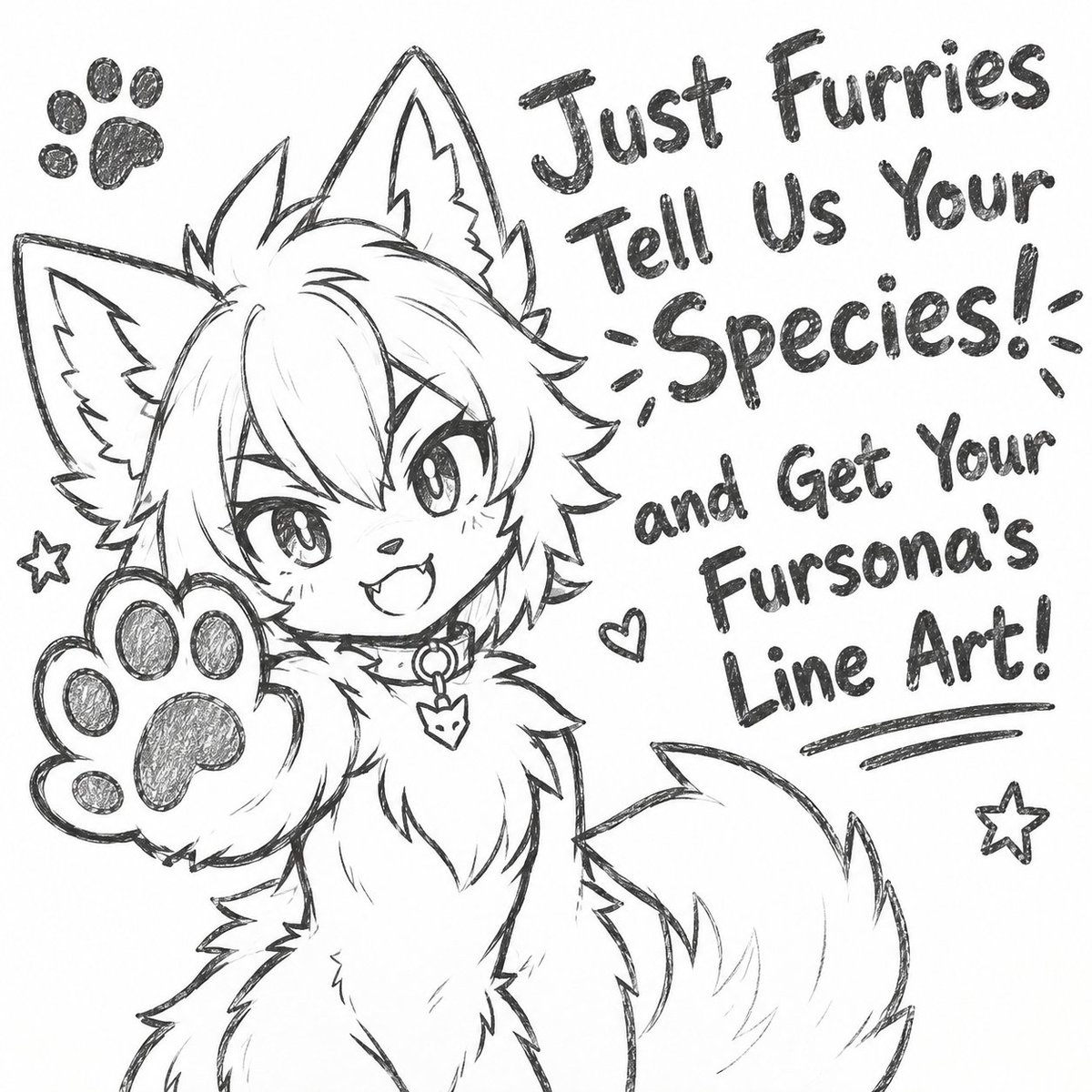Nova273170's tweet photo. Heyyy, Furries! 🐾
Comment your species below, and I’ll make you a free line art of your fursona! 

And if you already have a fursona, show them off! 👀

Let’s catch all the furries today and find out who actually has a fursona! 

#furry #furryart https://t.co/almYdvMFOT