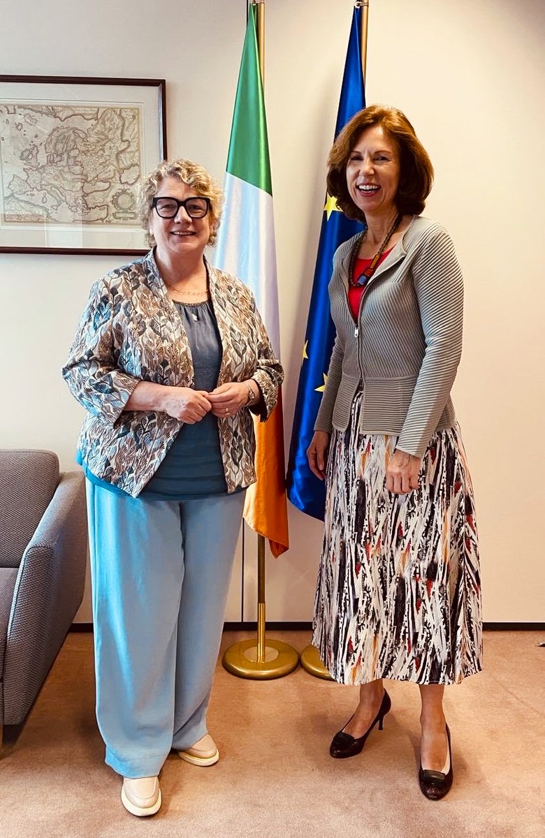 CWilson_FCDO's tweet photo. Delighted to meet Irish Ambassador to the EU, Aingeal O'Donoghue @aingealod today. As the UK's closest EU neighbour, Ireland is a key partner, and we discussed the many shared priorities of the UK, Ireland and the EU. I look forward to working together. #BackInBrussels https://t.co/WxGvcqDIzU