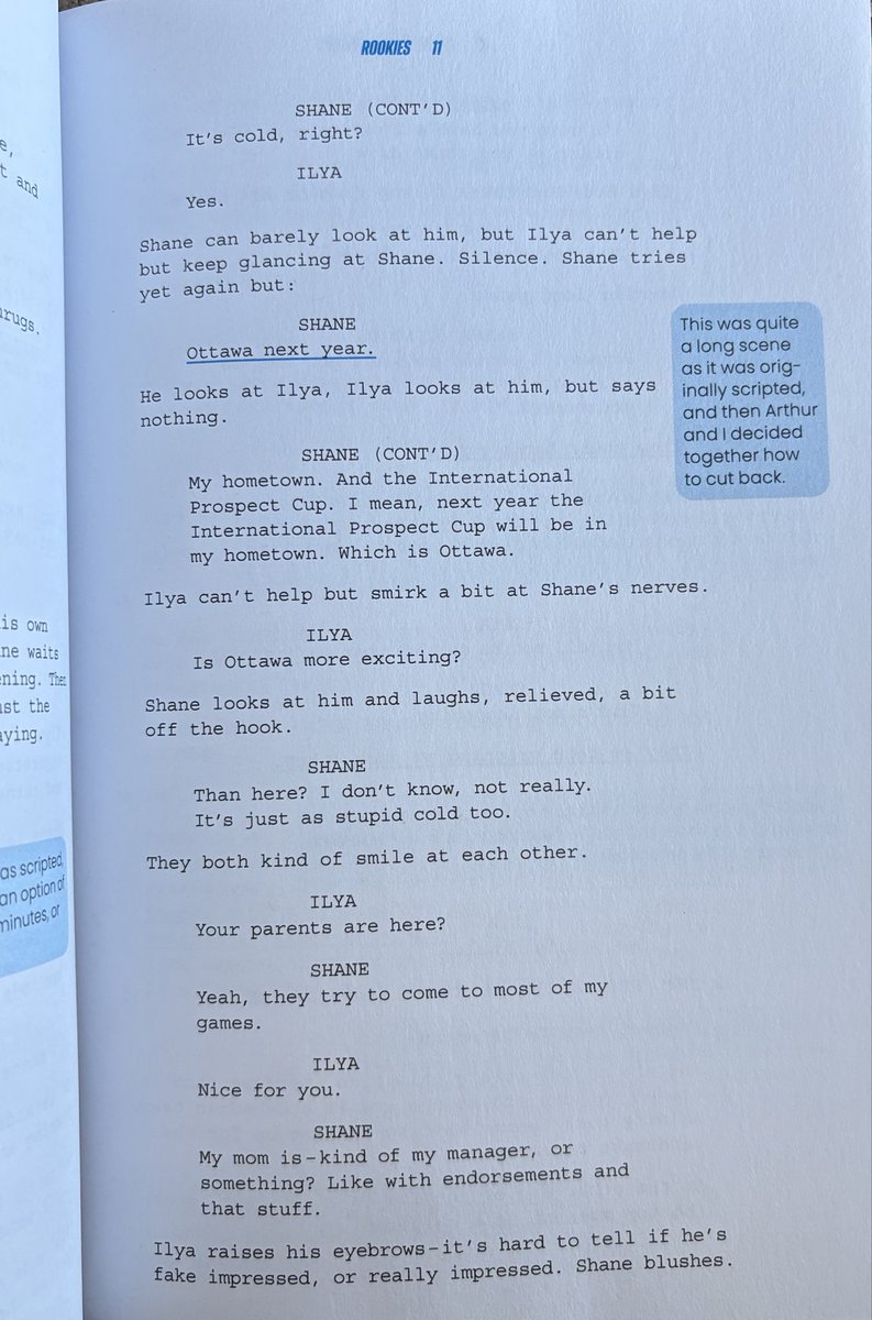 glosseayoon's tweet photo. just got the annotated scripts and there’s missing dialogue from shane and ilya’s first meeting!! MY BABIES ARE SO CUTE 😭 https://t.co/XcMb6GObsV