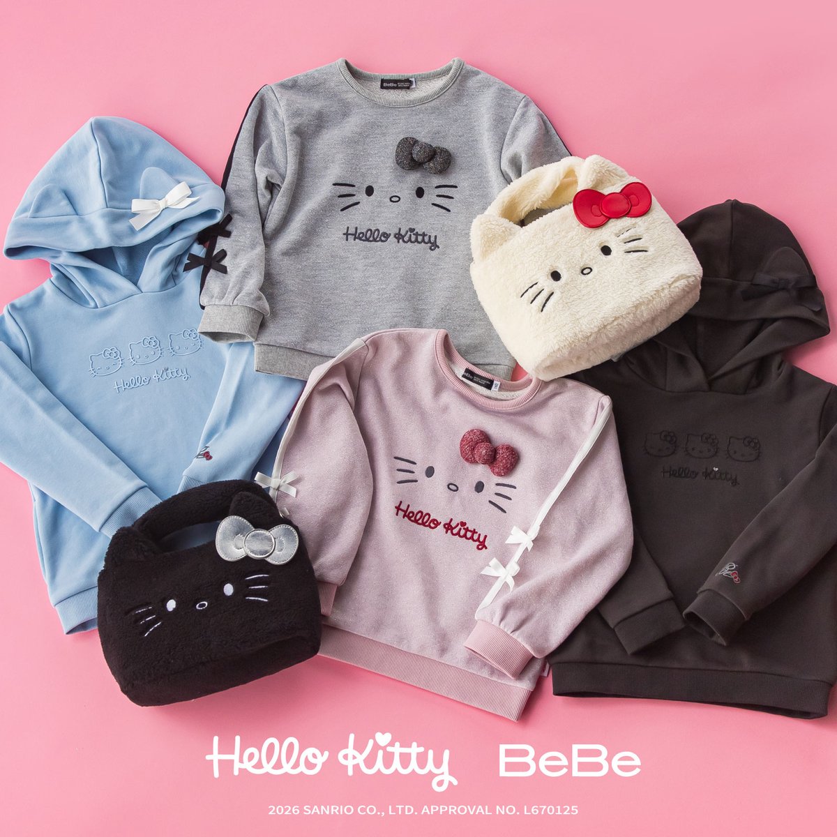 sanrio_news's tweet photo. 子ども服ブランド「BeBe」とハローキティがスペシャルコラボ☆
フェイスデザインやリボンモチーフを取り入れたコレクションが登場したよ！
大好きなキティといつでも一緒にいられるね♡
BeBeらしいシックなモノトーンアイテムも見逃せない♪
ぜひチェックしてね！
https://t.co/YwzwzB7kYt
#サンリオ https://t.co/S5DijY8dxb