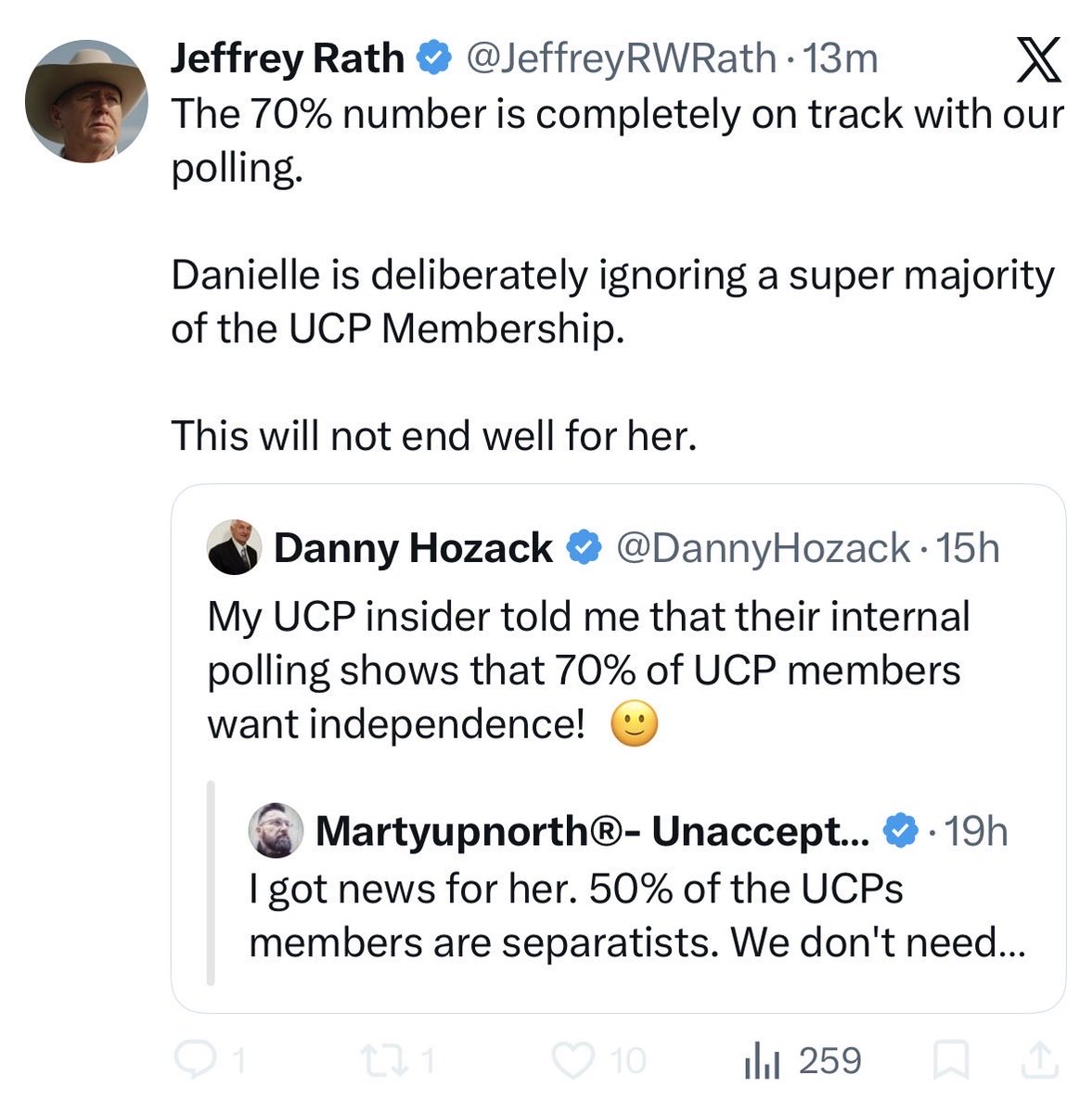 JasonOnTheDrums's tweet photo. #ableg #cdnpoli #canpoli

Jeff Rath is FINALLY telling the truth: The UCP is a separatist party and Danielle Smith is a separatist leader!

You can’t claim to lead Alberta when you're busy enabling the cowards trying to destroy Canada

Smith isn’t a Premier….She’s an accomplice. https://t.co/ctWCIzwivs