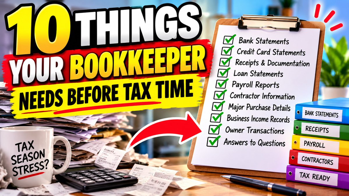 shillingbooks's tweet photo. 🚨 Your bookkeeper needs THESE before tax time!

Bank statements ✔️
Credit cards ✔️
Receipts ✔️
Loans ✔️
Payroll ✔️
Contractors ✔️
Major purchases ✔️
Income records ✔️
Owner transactions ✔️
Your answers ✔️
How many do you have ready?

https://t.co/nP2npC0Yxw https://t.co/UJtRB2oCPf