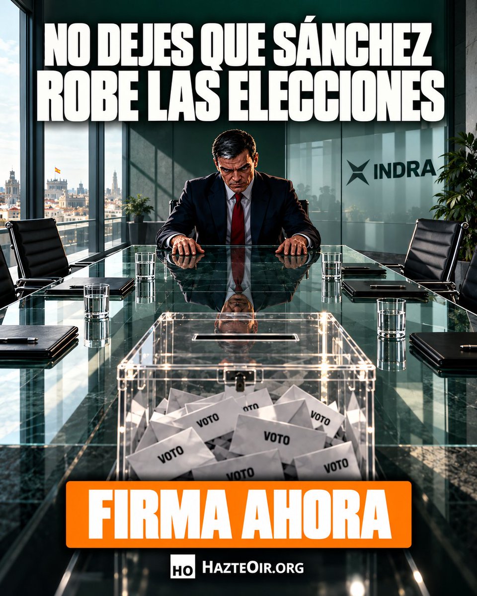 hazteoir's tweet photo. 🚨 URGENTE

¡PAREMOS EL PUCHERAZO DE SÁNCHEZ!

En las listas de las elecciones del 29N podrían seguir incluidos votantes introducidos por la Ley de Nietos que el Tribunal Supremo paró.

Y encima, el recuento de votos de la noche electoral, el que verá todo el país, lo controla el Gobierno de Sánchez, a oscuras.

Las auditorías del sistema de Indra se hacen a puerta cerrada y nadie ajeno al Gobierno puede comprobar su seguridad.

Por eso exigimos a la Junta Electoral Central que actúe para evitar fraudes y que pida una auditoría independiente y pública de los sistemas que se utilizarán.

Tiene que ser ya, antes de que sea demasiado tarde y Sánchez nos robe las elecciones.

¡FIRMA AHORA y PÁSALO!

✍️ Firma aquí: https://t.co/ZWf3QZumQe