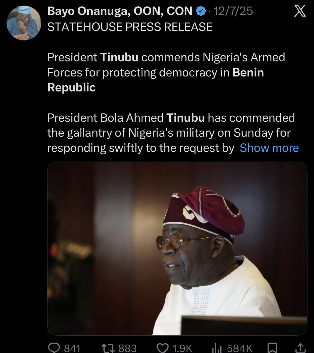 drhcimci's tweet photo. Tinubu is friendly with Benin, Chad, Cameroon &amp; even Niger.

A military coup removed a democratically elected president in Niger. ECOWAS took a stand for Bazoum, but Tinubu has since still supported Niger, including with free PMS. Even BF has started courting Nigeria again.

1/ https://t.co/8o84VLMJfg