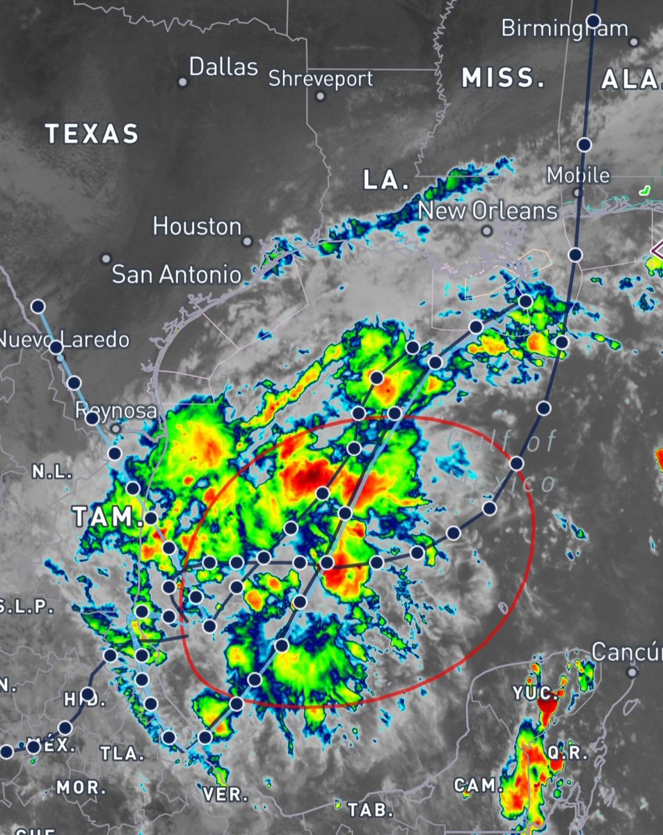 ACSTSCCI's tweet photo. We are continuing to monitor a disturbance in the Gulf. Showers and thunderstorms are much better organized then yesterday, and a Tropical Depression is expected during the middle part of the week.

Formation chances:

48 hours: MEDIUM (60%)

7 days: HIGH (80%) https://t.co/guamCdpTf6