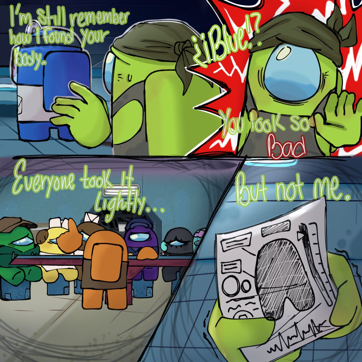 _mint_https's tweet photo. Blime comic Pt.1 💙💚

¿Cómo reaccionó lima ante la muerte de azul? 
ESP/ENG
#amongus #blime #amongusshow #amongusseries #limaandblue https://t.co/3eWUikNDOJ