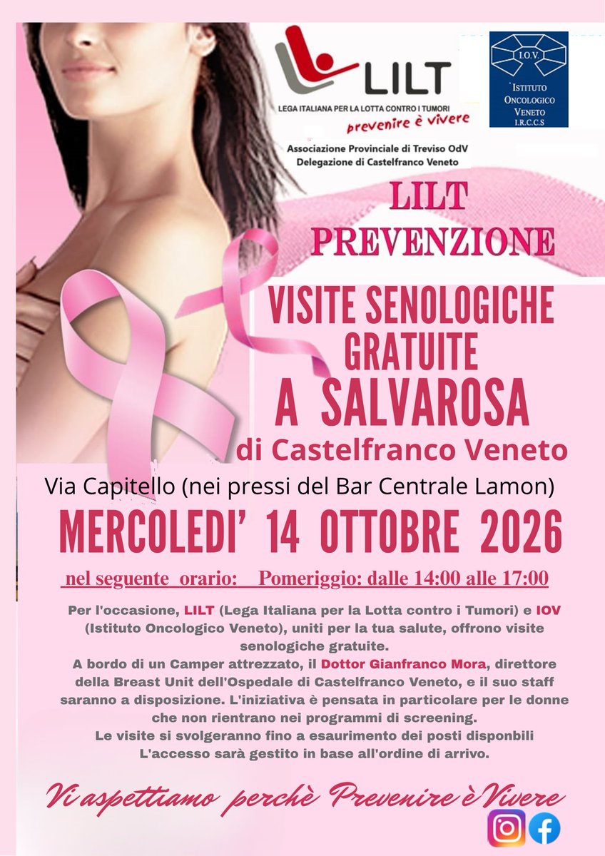 FERNANDACORREDA's tweet photo. 🌸 Ottobre in Rosa: continuano le visite senologiche gratuite!
La prevenzione è il gesto d’amore più grande che possiamo fare per noi stesse. Vi ricordiamo i prossimi appuntamenti:
Non rimandare, prenditi cura di te! Per informazioni e prenotazioni contattaci. 💖
#OttobreInRosa https://t.co/KJ0OJbnpx0
