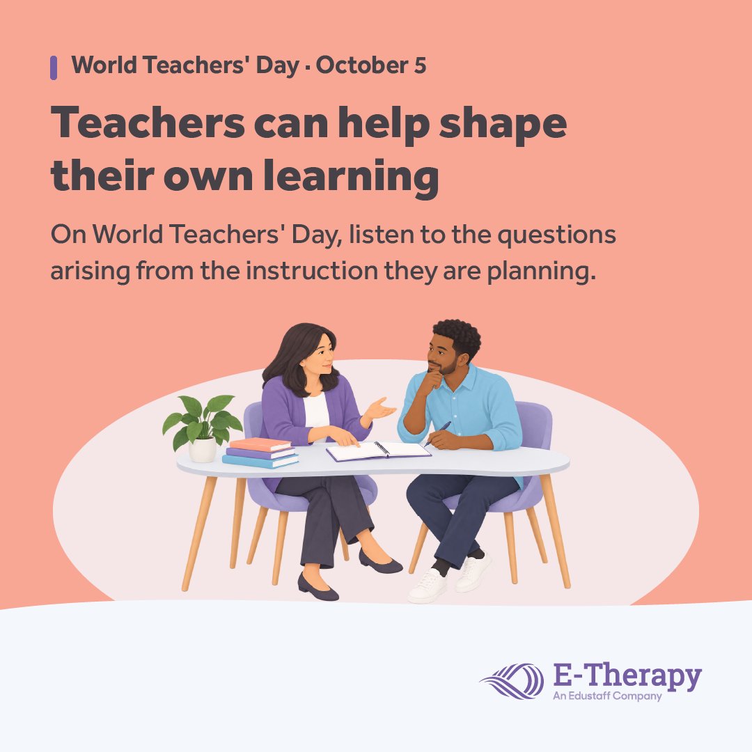 etherapyexperts's tweet photo. It’s World Teachers’ Day. 

We’re celebrating the educators who bring expertise, creativity and heart to their classrooms every day. 

Supporting teachers starts with listening to what they need. 💜 https://t.co/qVuMp6KnBo