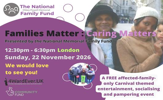 fund_memorial's tweet photo. NEW UPDATE: 2nd family fun day – Families Matter : Caring Matters
This is a reminder for the new date for this event, which was originally scheduled for 29 August 2026.
@TNLComFund @UFFCampaign @INQUEST_ORG @kenfero

See full details here:
https://t.co/Unf9ltIGRf https://t.co/NpIdQ9NwGM