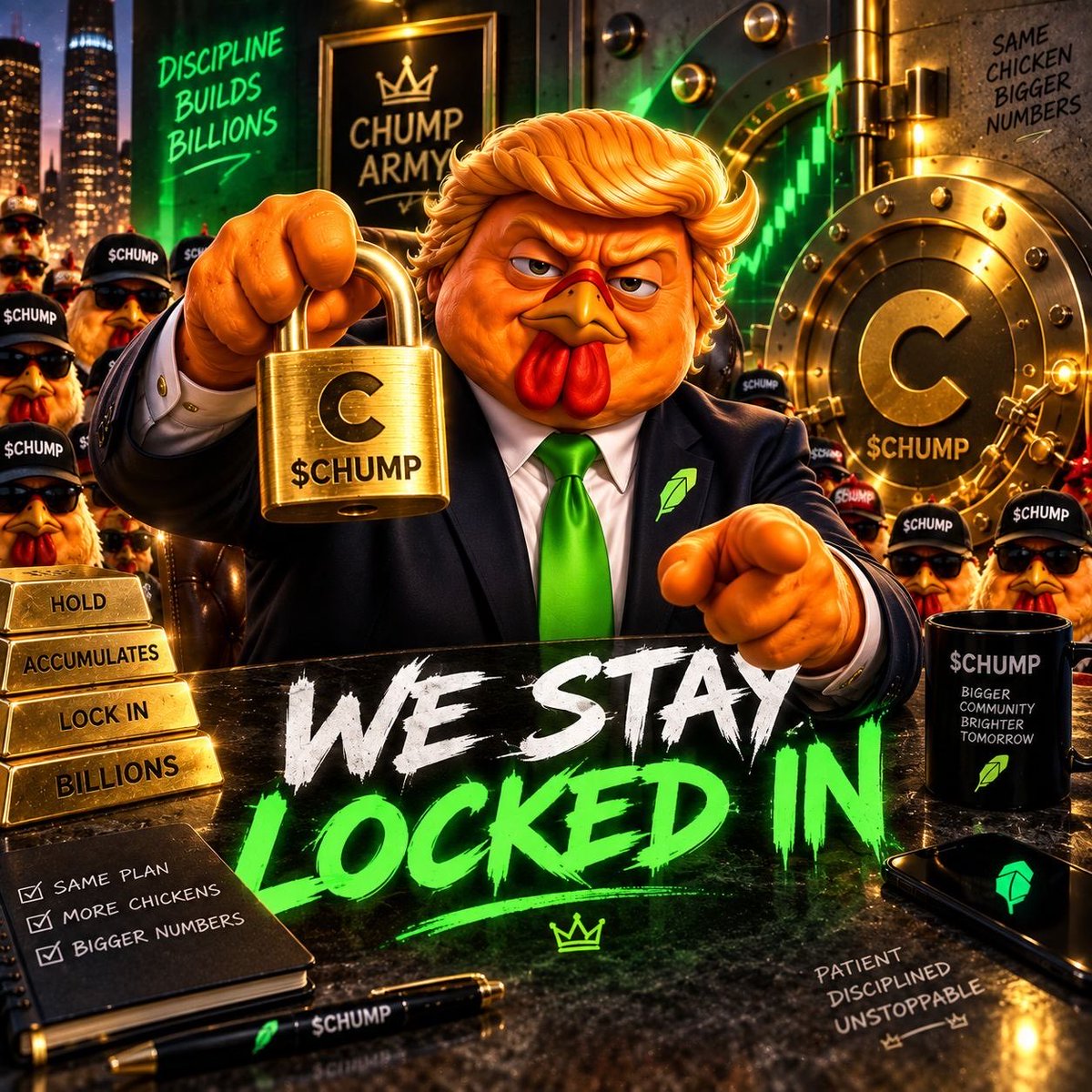 MegaLordX___'s tweet photo. $CHUMP has that simple meme formula that can be surprisingly powerful. 

The branding is easy to recognize, the supply is fixed at 1B, and there are no buy or sell taxes. 

When the community keeps pushing a clear identity like this, the project becomes much easier to notice. https://t.co/ilPAp4sGfl