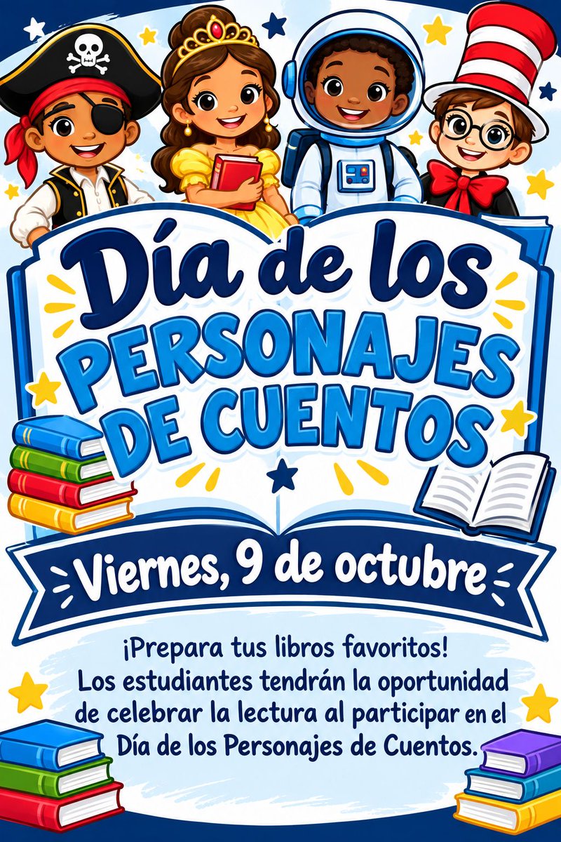 MajorElementary's tweet photo. 📚✨ Get ready to step into the pages of your favorite stories! ✨📚

Join us for Storybook Character Day on Friday, October 9! 🎉📖 Scholars can celebrate the joy of reading by dressing as a favorite storybook character and bringing their favorite books to life! 🧚🏽‍♀️🦸🏽‍♂️👑🚀 https://t.co/jEYjSXG575