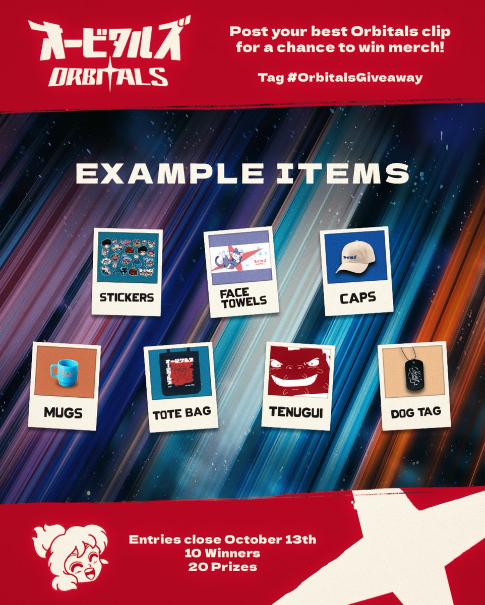 OrbitalsGame's tweet photo. Orbitals Clip Competition!! (and patch notes) 🚀

Post your funniest or most creative gameplay moment in Orbitals to enter - 10 winners will get prizes!

Entry rules:
⭐️ Follow @OrbitalsGame
⭐️ Post your clip tagging @OrbitalsGame and #OrbitalsGiveaway

Entries are open now and will close 9PM BST / 4 PM ET / 1 PM PT, October 13th.

Community voting will take place on our official Discord from the 19th - 23rd of October.

Must be 16+. Region restrictions apply.
Details, T&Cs and v1.0.5 Patch Notes 👉  https://t.co/qLki3xtLeh