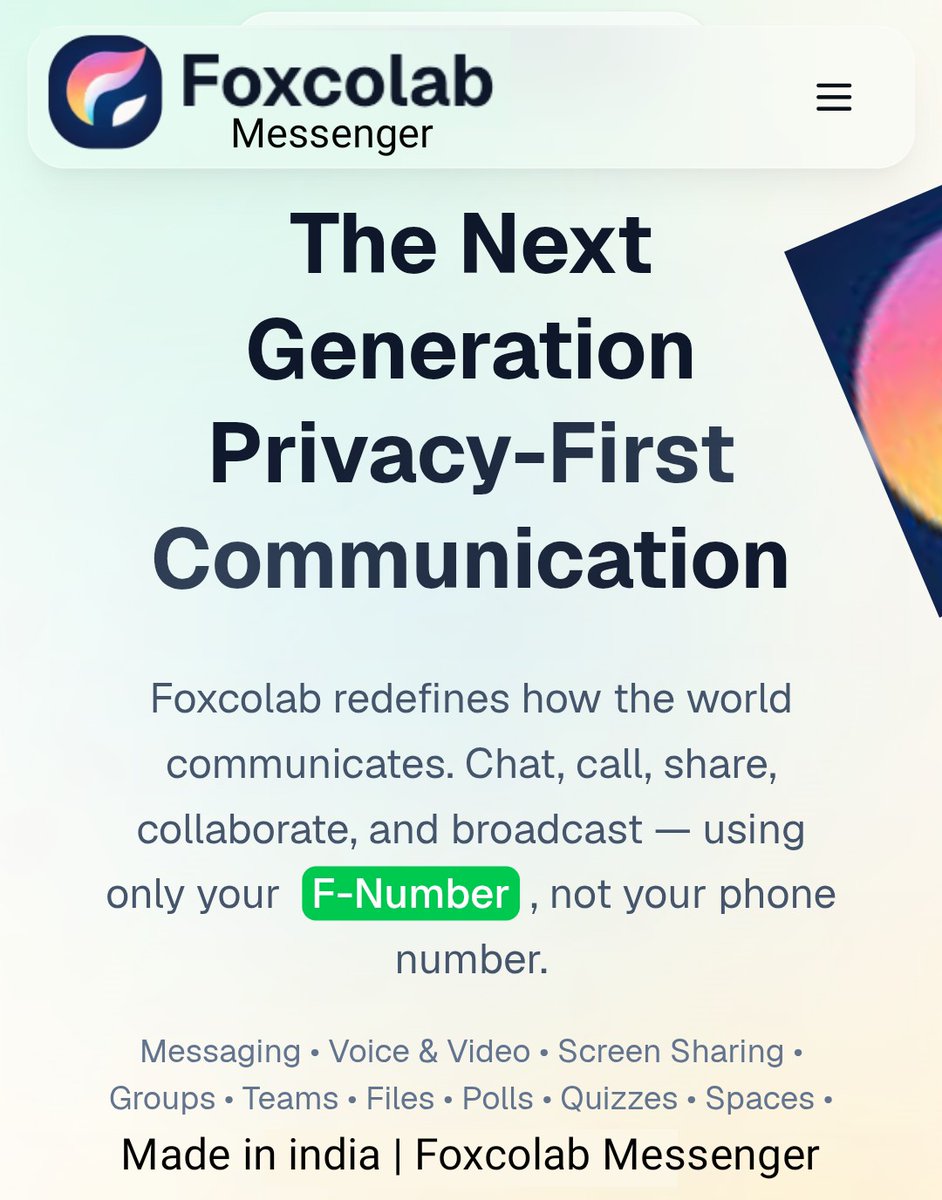 Bindicom's tweet photo. 🇮🇳 Welcoming Foxcolab Messenger powerful messenging combining blazingly fast Chat, Calls, Groups, crystal clear Audio/Video calls and unlimited Filesharing. fortified by absolute End-to-End Encryption @foxcolab  #Atmanirbhar #india #foxcolab #messenger #global #madeinindia https://t.co/Q9QRRHm8ox