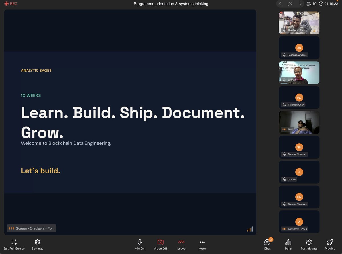 AnalyticSages's tweet photo. And we're live! π
Our Blockchain Data Engineering cohort is officially live. 10 weeks of learning, building and shipping begins today.
#blockchaindataengineering #crypto #DataAnalytics https://t.co/ud1wIhUZTw