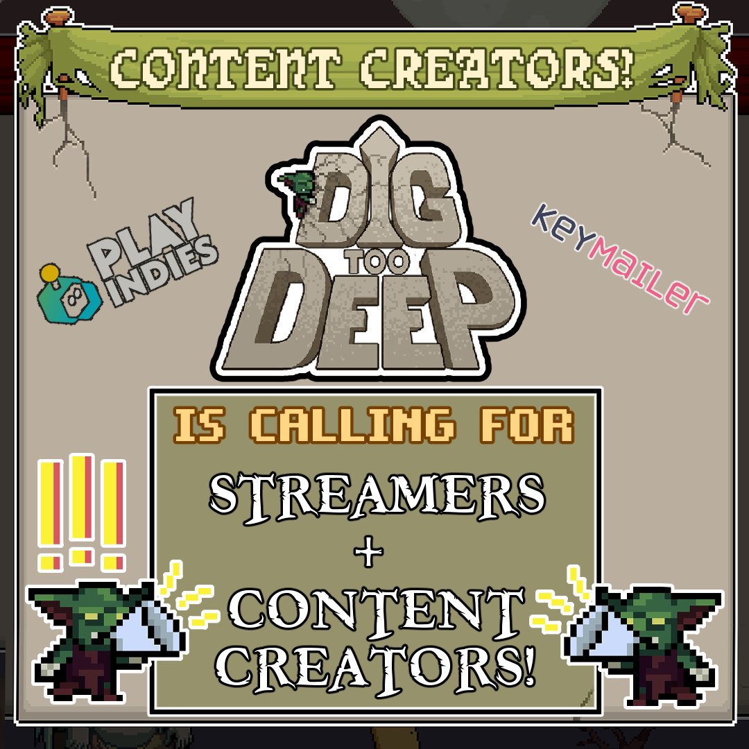Punch_Up_Games's tweet photo. CALLING ALL CONTENT CREATORS! We have two different platforms, so check them out + pass the links to your favorite streamers! 🥊
Keymailer: https://t.co/b4RxGS8BfP
Playindies: https://t.co/g2fg7kx10u
#digtoodeep #indiegames #workercooperative
#contentcreator #streaming https://t.co/Va75fzYm6b
