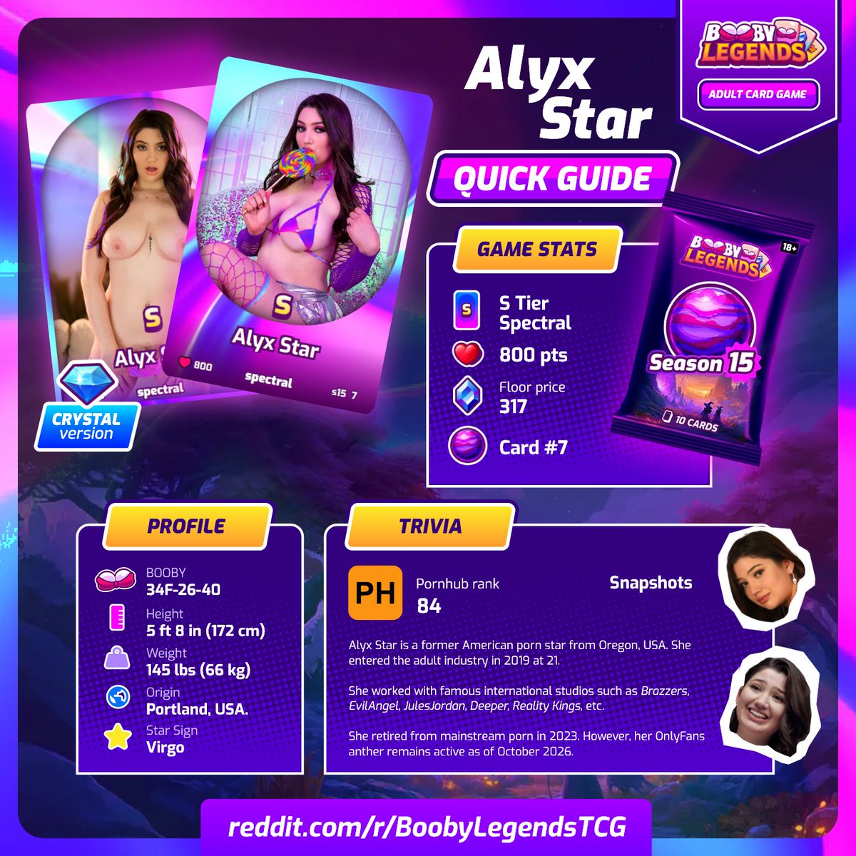 BoobyLegends's tweet photo. 💎The Spectral Card from S15 💎
🇺🇸  Alyx Star  🇺🇸 https://t.co/aKph3MfIDG