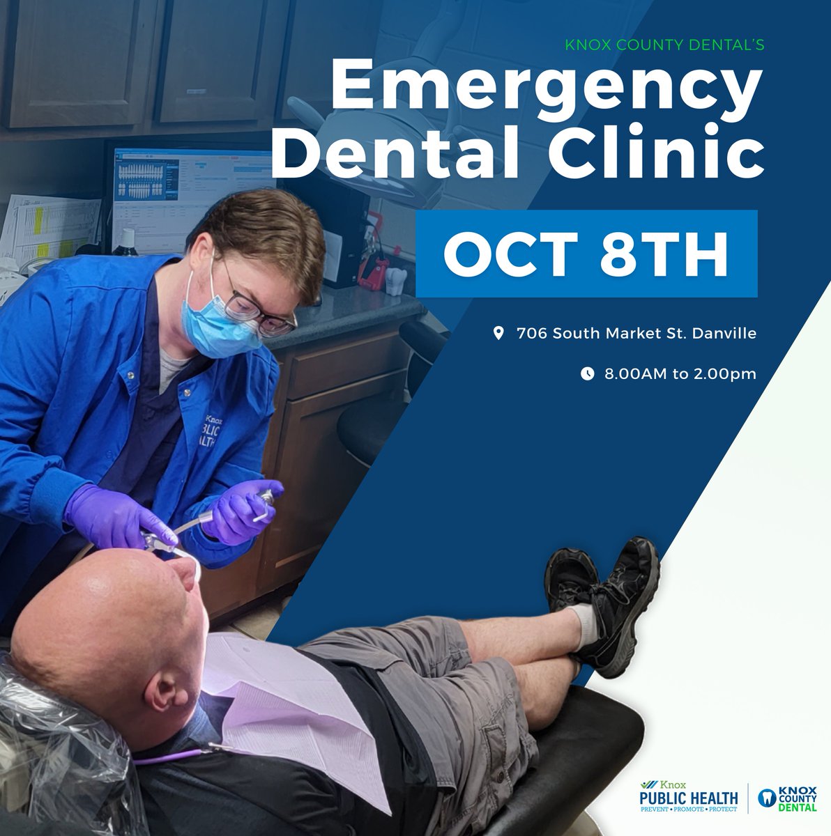 KnoxHealthOH's tweet photo. Our Walk-In Emergency Dental Clinic Continues This October!
🦷 Oct. 8
📍 706 South Market St., Danville
⏰ 8:00 AM to 2:00 PM (Check-in ends, 11:30 AM)
Please note: A dentist will evaluate your dental concern, but same-day treatment cannot be guaranteed.
#WalkInDental #KPH https://t.co/f2EfPEiCUC