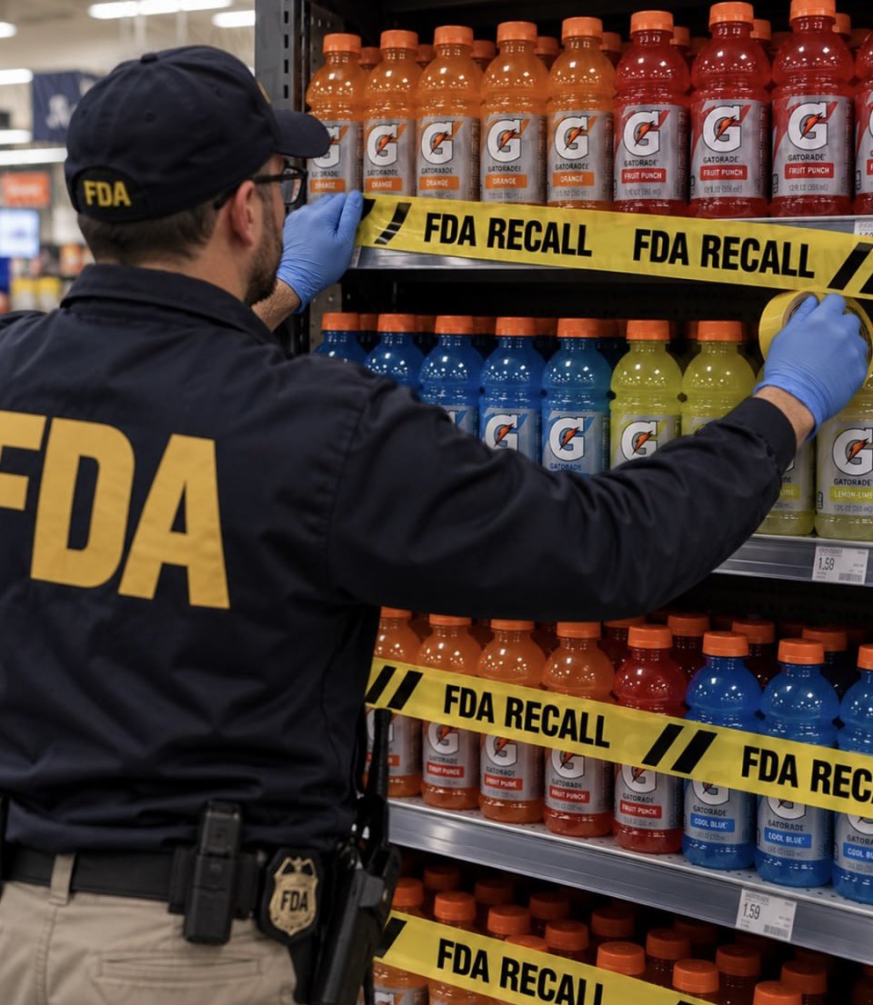 mymixtapez's tweet photo. Over 122K cases of Gatorade sold across 27 U.S. states have been recalled by the FDA due to undeclared food dyes. https://t.co/DsC6JCvyLt