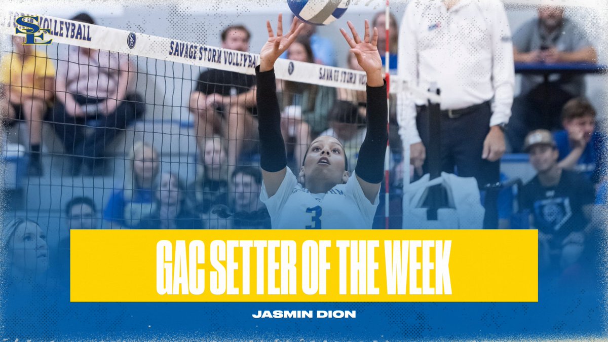 SavageStormVB's tweet photo. Congratulations to Jasmin Dion on being named the GAC Setter of the Week! 🏆

📰: https://t.co/WP2BLBe92U

#GoSoutheastern l #TakeCover https://t.co/JfLMsvrgBy