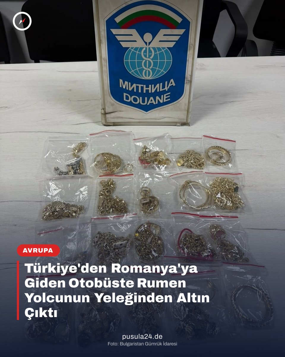 Pusula24de's tweet photo. Kapitan Andreevo’da bir Rumen yolcunun yeleğinin astarına dikilmiş 20 pakette 912,45 gram altın takı bulundu. Değeri 100 bin avroyu aşan altınlar, Türkiye’den Romanya’ya giden otobüste ortaya çıktı. #Pusula24 #Bulgaristan https://t.co/jNQYYslJXN