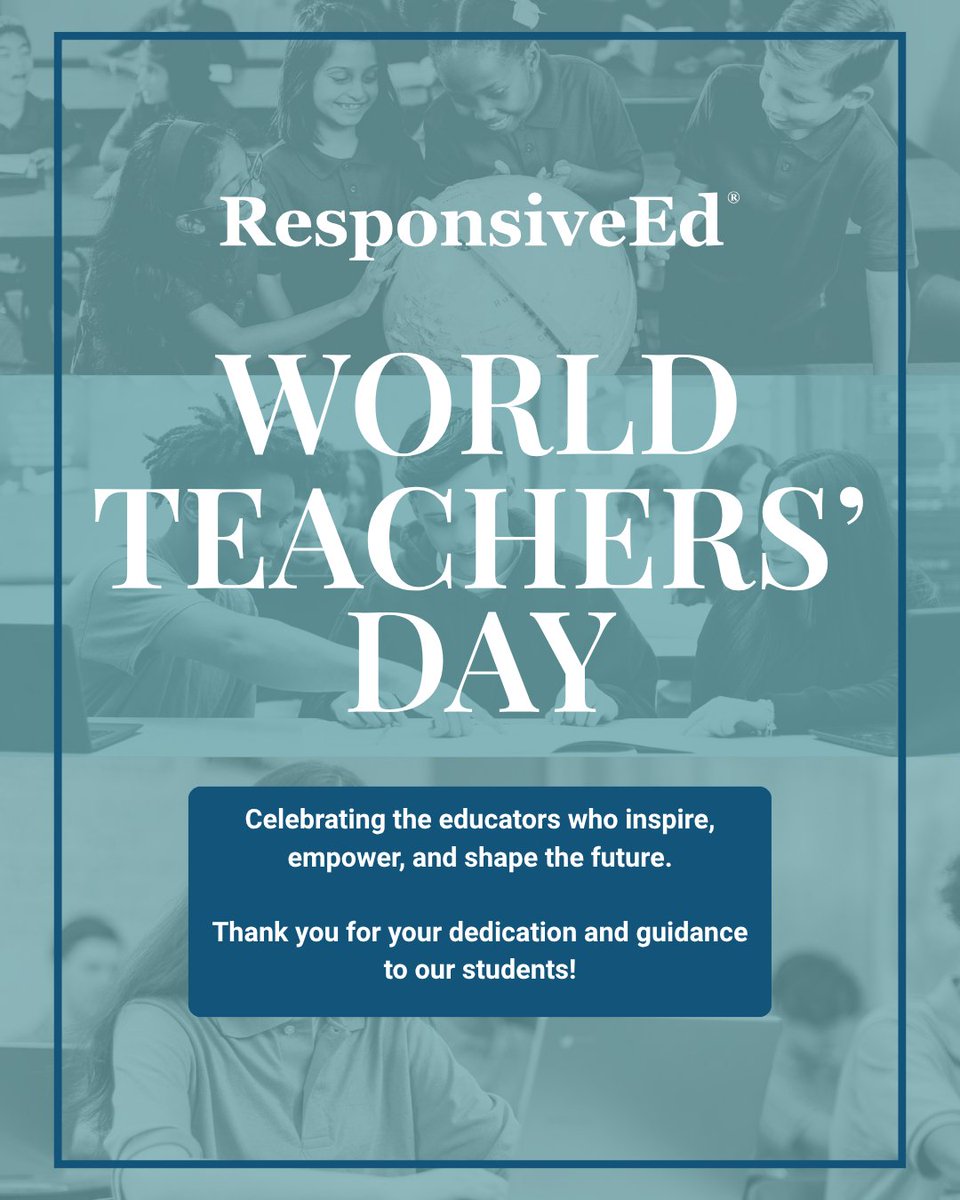 ResponsiveEd's tweet photo. Happy World Teachers' Day!🍎✨ Today and every day we recognize that our educators continue to inspire, empower and shape our future leaders. 

Thank you from all of ResponsiveEd! https://t.co/7lEa5a8O6L