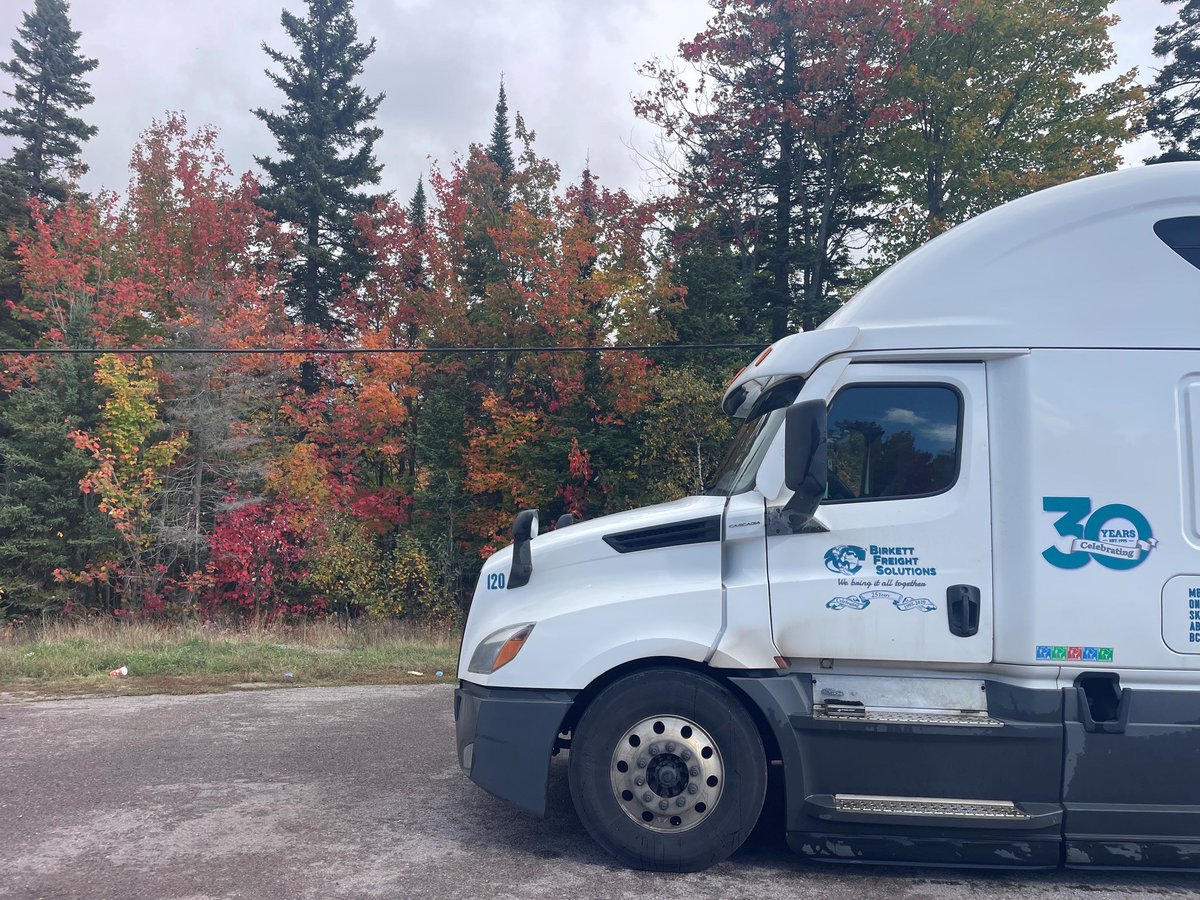 BirkettFreight's tweet photo. Fall colours on the road 🍁🚛
Our professional drivers see some of the best views, and Gerald caught this one along his journey. Thanks for sharing and safe travels. https://t.co/SBsQFoUHZr