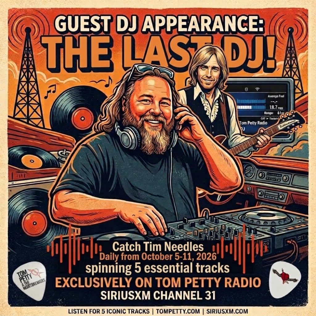 timneedles's tweet photo. Excited to share that I’m guest hosting as "The Last DJ" on @TomPetty Radio (@SiriusXM Channel 31) starting TONIGHT at 8pm ET / 5pm PT! 🎸📻

I’m spinning 5 essential Petty tracks and sharing stories all week long. Catch the full schedule below or listen on the SiriusXM app! 🎶 https://t.co/X8H903PwMh