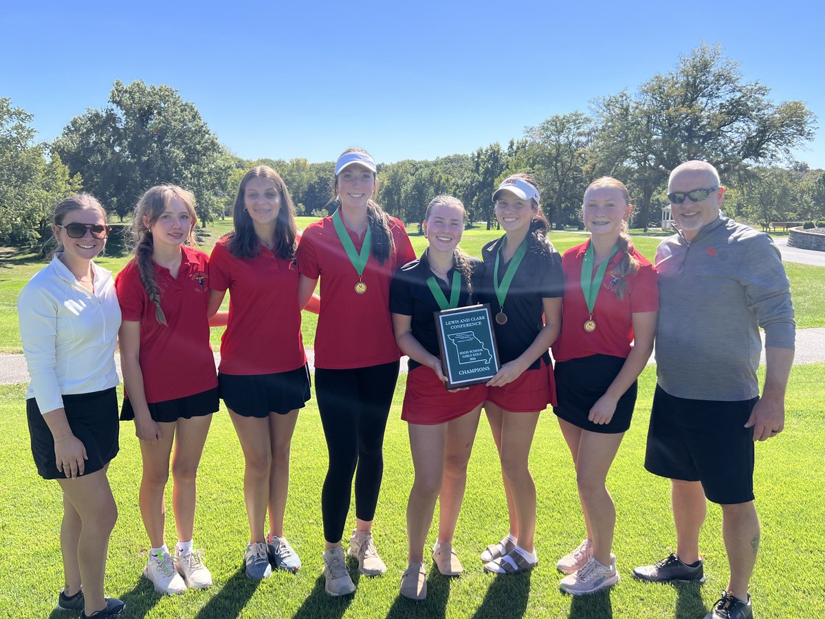 NorthShelbyHS's tweet photo. LEWIS AND CLARK CONFERENCE CHAMPIONS!
Congratulations to the Lady Raider Golf Team for North Shelby's first LCC Title in HS Athletics!
#WeAreNS #IAmARaider @ChrisDuerr @CaelanMcGeeKTVO @LewisClarkConf @NemoPressbox @WGEMSports @abiwilliamstv @MuddyRiverSport https://t.co/AHsvLlWHnE
