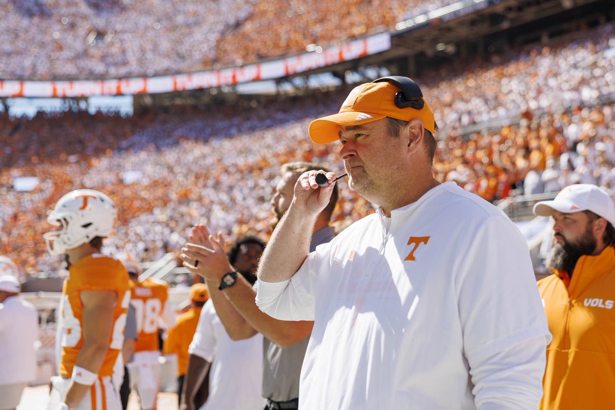 Vol_Stats's tweet photo. Most wins by a @Vol_Football head coach through 70 games:

Gen. Robert Neyland — 63
Phillip Fulmer — 59
Bill Battle — 52
Josh Heupel — 49 https://t.co/5aE9NtZYIv