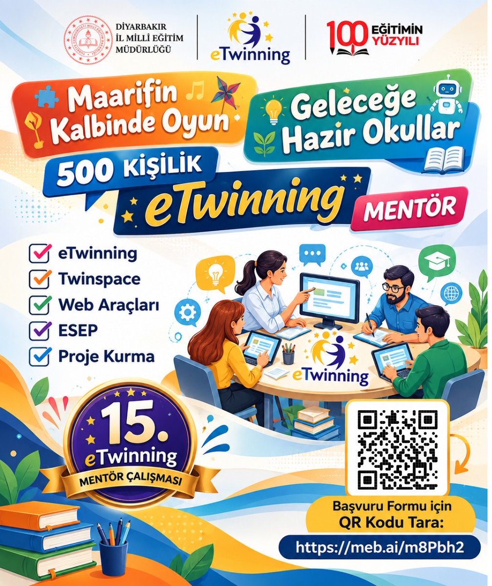 eTwinningdyrbkr's tweet photo. 🌍 eTwinning Faaliyetleri | Öğrenmeden Üretime

Müdürlüğümüz tarafından bu yıl 15’incisi düzenlenen eTwinning Mentör Çalışması ile Diyarbakır’dan, ülkemizin farklı illerinden ve Avrupa’dan 500 öğretmen çevrim içi ortamda bir araya geliyor.

🔗 Başvuru: https://t.co/4sPKTI1HM2 https://t.co/FO2FjOMpl6