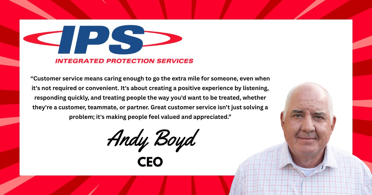 IPSFireSecurity's tweet photo. This week is also Customer Service Week! Let's kick things off with what customer service means to our fearless leader, Andy Boyd! https://t.co/2chPCfyxqf