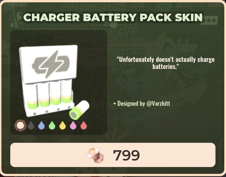 rbxdoorsnews's tweet photo. 🚪DOORS: NEW ITEM SKIN🚪

DOORS just added a brand new item skin called “Charger Battery Pack Skin” which you can buy right now for 799 knobs.

There also is 6 chromas to unlock for 5 stardust each! Buy now before it’s gone!

This was made by @Varzkitt 

#ROBLOX #RobloxDoors https://t.co/BBIEBsjJw5