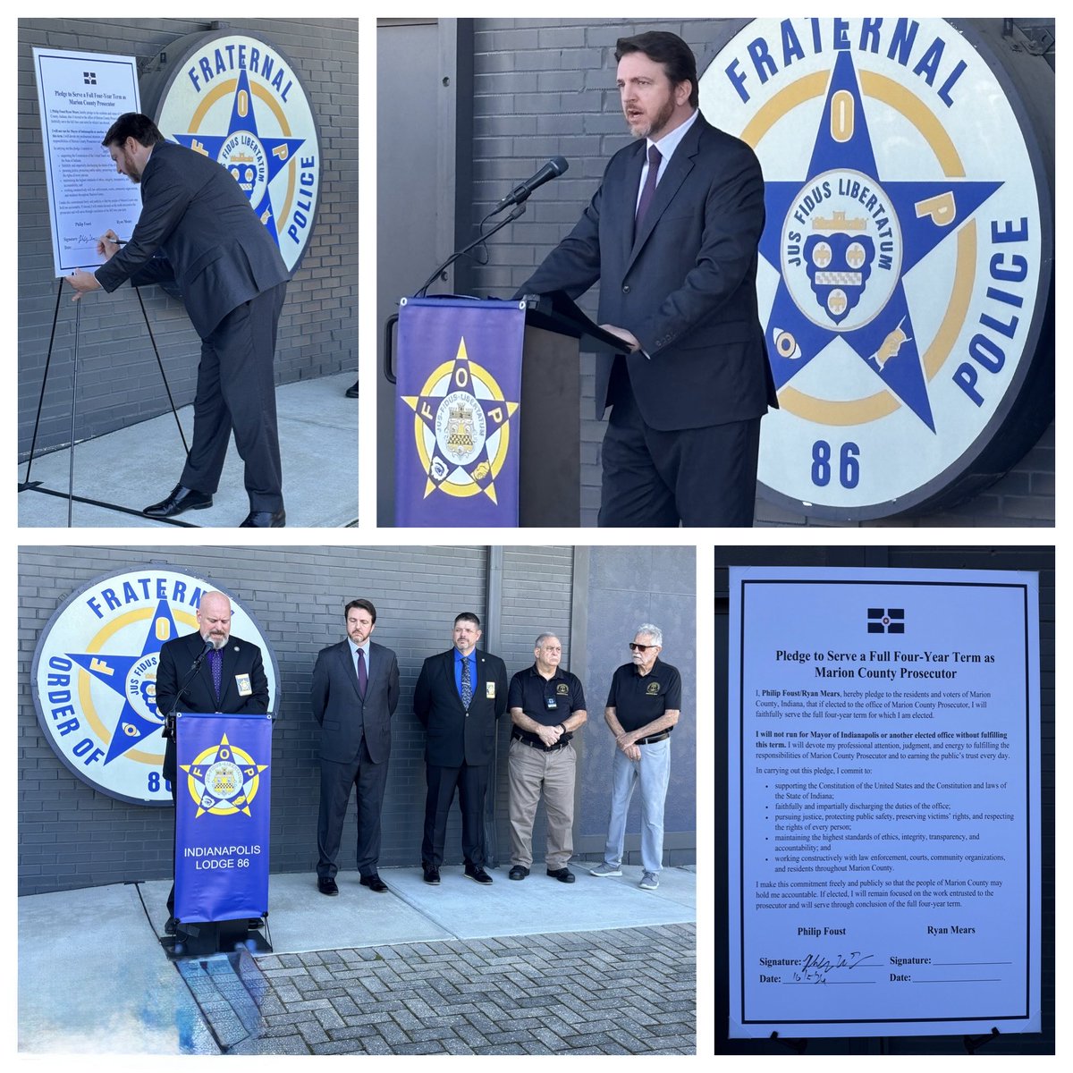 RickFOP86's tweet photo. PLEDGE AND A CHALLENGE: Indy FOP formally ENDORSED @PhilipMFoust for Marion County Prosecutor
✍️ Foust also publicly signed a Pledge to fulfill the entire term if Elected
👉 Challenging Ryan Mears to Take the Pledge as well
Voters Deserve to Know! #FOP #Endorsed #VoteFoust https://t.co/FKiX5Utree