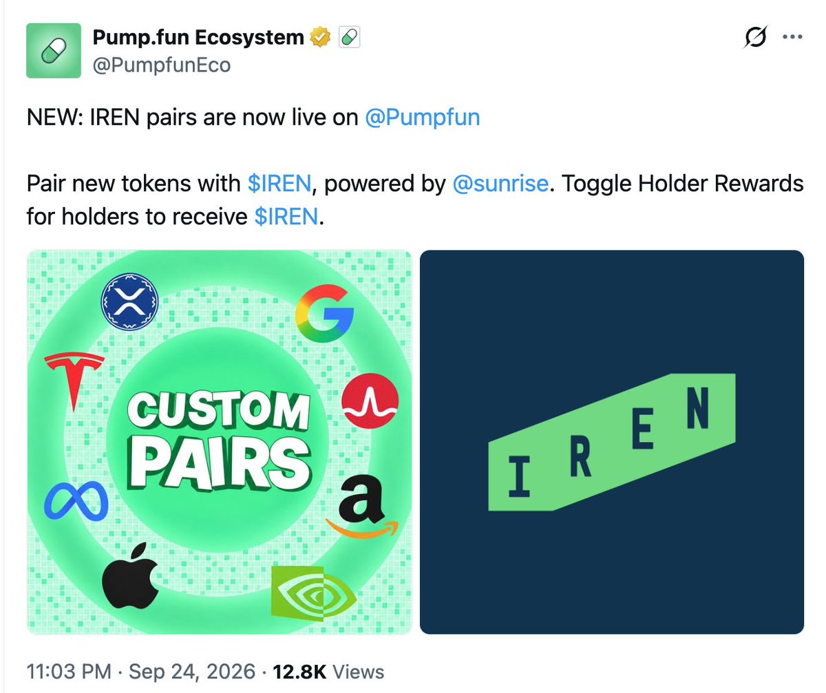 whamdev's tweet photo. whenever PumpFun announces a new stock pair

they post the same exact image, with the same 8 stocks..

this is the PumpFun Index.

pairing to the same exact 8 pairs. https://t.co/KmPrUN5g9l