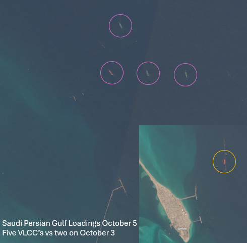 commoditycurate's tweet photo. 🇸🇦 - Saudi Persian Gulf loadings pick up again on October 5.

Five VLCC's seen loading despite significant uptick in Strait of Hormuz strikes.

#oott https://t.co/4PGL0r8UN5