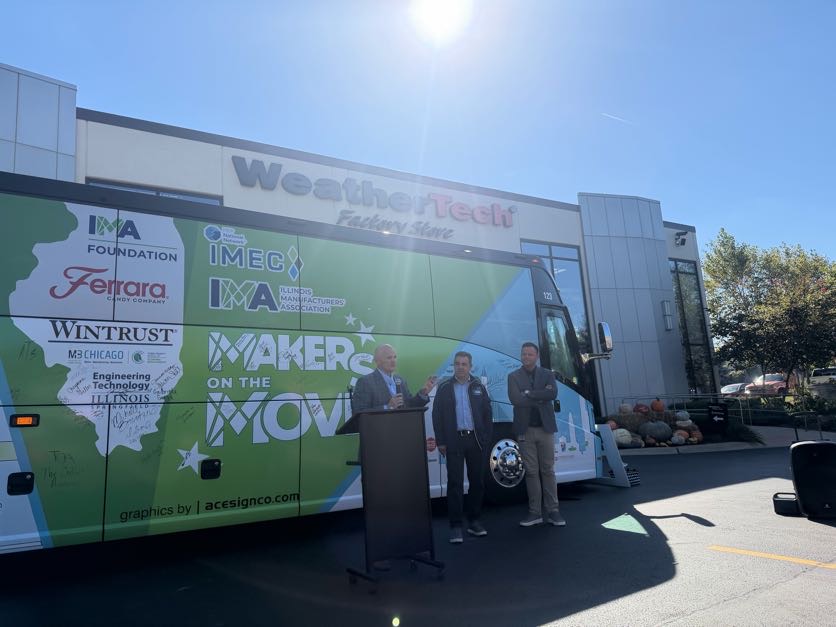 IMA_Today's tweet photo. Stop #4 of Day 2 brought #MakersOnTheMove to WeatherTech in Bolingbrook! We toured the facility and got an inside look at the technology, processes and skilled workforce behind products made right here in Illinois. Thanks to the @WeatherTech team for hosting us!

Off to happy hour!

#MFGDay26 #MadeInIllinois @IMECillinois